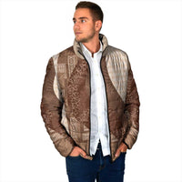 Polynesian Tribal Pattern Patchwork Picturesque Padded Jacket Mocha