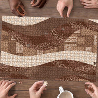 Polynesian Tribal Pattern Patchwork Picturesque Puzzle Mocha