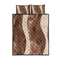 Polynesian Tribal Pattern Patchwork Picturesque Quilt Bed Set Mocha