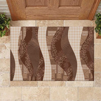 Polynesian Tribal Pattern Patchwork Picturesque Rubber Doormat Mocha