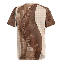 Polynesian Tribal Pattern Patchwork Picturesque Rugby Jersey Mocha LT7 - Polynesian Pride