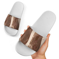 Polynesian Tribal Pattern Patchwork Picturesque Slide Sandals Mocha