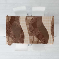 Polynesian Tribal Pattern Patchwork Picturesque Tablecloth Mocha