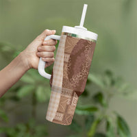 Polynesian Tribal Pattern Patchwork Picturesque Tumbler With Handle Mocha