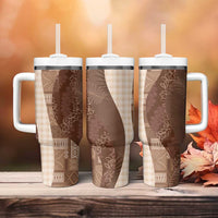 Polynesian Tribal Pattern Patchwork Picturesque Tumbler With Handle Mocha