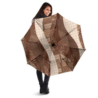 Polynesian Tribal Pattern Patchwork Picturesque Umbrella Mocha