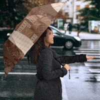 Polynesian Tribal Pattern Patchwork Picturesque Umbrella Mocha