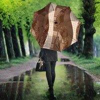 Polynesian Tribal Pattern Patchwork Picturesque Umbrella Mocha