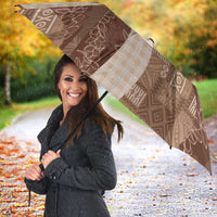 Polynesian Tribal Pattern Patchwork Picturesque Umbrella Mocha