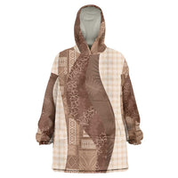 Polynesian Tribal Pattern Patchwork Picturesque Wearable Blanket Hoodie Mocha