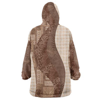 Polynesian Tribal Pattern Patchwork Picturesque Wearable Blanket Hoodie Mocha
