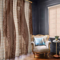 Polynesian Tribal Pattern Patchwork Picturesque Window Curtain Mocha