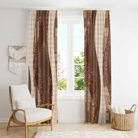 Polynesian Tribal Pattern Patchwork Picturesque Window Curtain Mocha