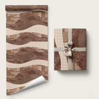 Polynesian Tribal Pattern Patchwork Picturesque Wrapping Paper Mocha