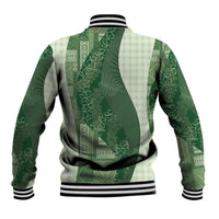 Polynesian Tribal Pattern Patchwork Picturesque Baseball Jacket Sage Green