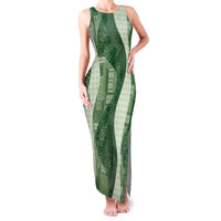Polynesian Tribal Pattern Patchwork Picturesque Family Matching Tank Maxi Dress and Hawaiian Shirt Sage Green