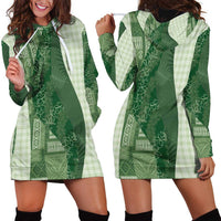 Polynesian Tribal Pattern Patchwork Picturesque Hoodie Dress Sage Green