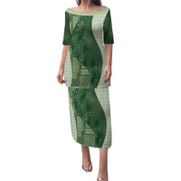 Polynesian Tribal Pattern Patchwork Picturesque Puletasi Sage Green LT7 Long Dress Sage Green - Polynesian Pride