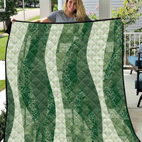 Polynesian Tribal Pattern Patchwork Picturesque Quilt Sage Green