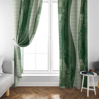 Polynesian Tribal Pattern Patchwork Picturesque Window Curtain Sage Green