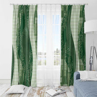 Polynesian Tribal Pattern Patchwork Picturesque Window Curtain Sage Green