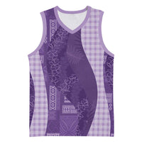 Polynesian Tribal Pattern Patchwork Picturesque Basketball Jersey Deep Violet