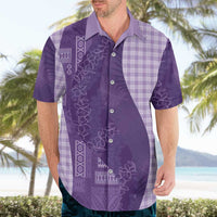 Polynesian Tribal Pattern Patchwork Picturesque Hawaiian Shirt Deep Violet