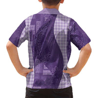 Polynesian Tribal Pattern Patchwork Picturesque Hawaiian Shirt Deep Violet