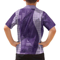 Polynesian Tribal Pattern Patchwork Picturesque Kid Hawaiian Shirt Deep Violet
