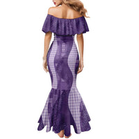 Polynesian Tribal Pattern Patchwork Picturesque Mermaid Dress Deep Violet