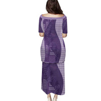Polynesian Tribal Pattern Patchwork Picturesque Puletasi Deep Violet LT7 - Polynesian Pride