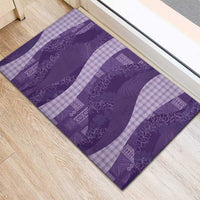 Polynesian Tribal Pattern Patchwork Picturesque Rubber Doormat Deep Violet