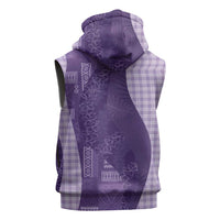 Polynesian Tribal Pattern Patchwork Picturesque Sleeveless Zip Hoodie Deep Violet