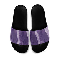 Polynesian Tribal Pattern Patchwork Picturesque Slide Sandals Deep Violet