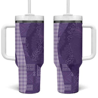 Polynesian Tribal Pattern Patchwork Picturesque Tumbler With Handle Deep Violet