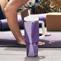 Polynesian Tribal Pattern Patchwork Picturesque Tumbler With Handle Deep Violet