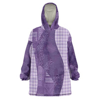 Polynesian Tribal Pattern Patchwork Picturesque Wearable Blanket Hoodie Deep Violet