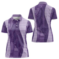 Polynesian Tribal Pattern Patchwork Picturesque Women Polo Shirt Deep Violet LT7 - Polynesian Pride