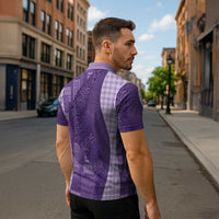 Polynesian Tribal Pattern Patchwork Picturesque Zipper Polo Shirt Deep Violet
