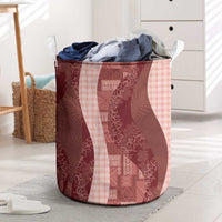 Polynesian Tribal Pattern Patchwork Picturesque Laundry Basket Crimson