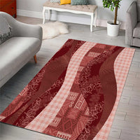 Polynesian Tribal Pattern Patchwork Picturesque Area Rug Crimson