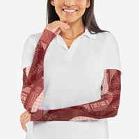 Polynesian Tribal Pattern Patchwork Picturesque Arm Sleeves Crimson