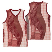 Polynesian Tribal Pattern Patchwork Picturesque Basketball Jersey Crimson