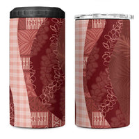 Polynesian Tribal Pattern Patchwork Picturesque 4 in 1 Can Cooler Tumbler Crimson