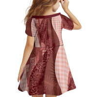 Polynesian Tribal Pattern Patchwork Picturesque Family Matching Mermaid Dress and Hawaiian Shirt Crimson