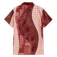 Polynesian Tribal Pattern Patchwork Picturesque Family Matching Tank Maxi Dress and Hawaiian Shirt Crimson LT7 - Polynesian Pride