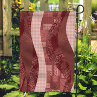 Polynesian Tribal Pattern Patchwork Picturesque Garden Flag Crimson
