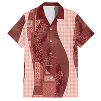 Polynesian Tribal Pattern Patchwork Picturesque Hawaiian Shirt Crimson