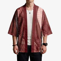 Polynesian Tribal Pattern Patchwork Picturesque Kimono Crimson