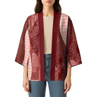 Polynesian Tribal Pattern Patchwork Picturesque Kimono Crimson
